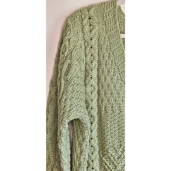 New! Gorgeous Green Kilronan Knitwear Women's Merino Wool "Tree" Cardigan, SZ XL - Picture 2 of 10